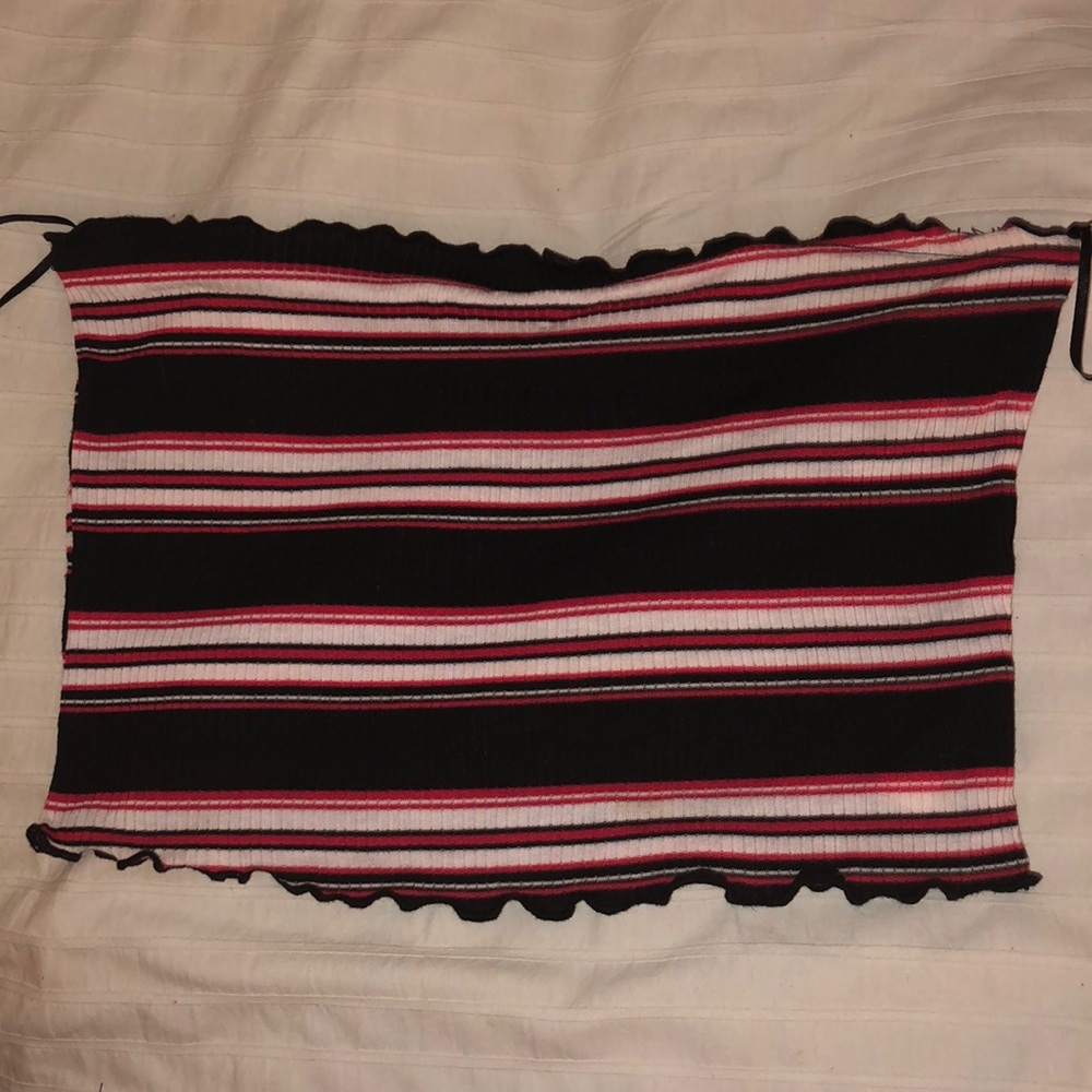 Black, white and red striped tub top